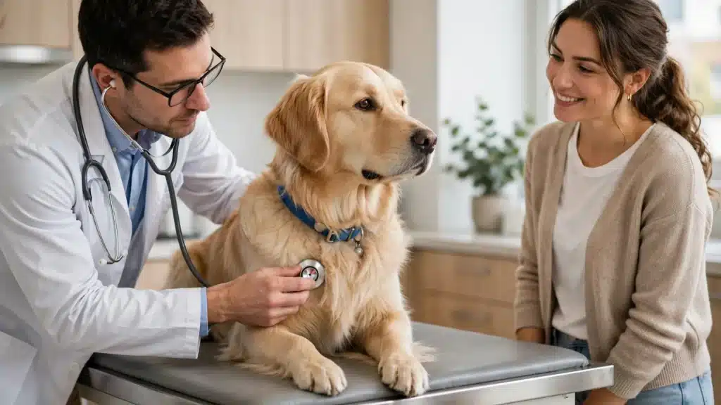 Tratamiento de hipertensión en perros Perro durante un control veterinario de la presión arterial